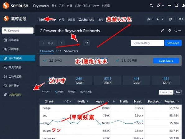 Semrush工具界面展示，显示关键词研究和竞争对手分析