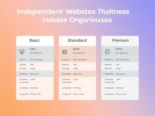 三种不同级别的独立站服务器配置方案对比图