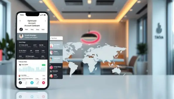 A meticulously designed TikTok interface, showcasing an optimized account dashboard with insightful analytics, growth strategies, and intuitive monetization tools. In the foreground, a mobile device displays a clean, user-friendly platform, allowing for seamless content management and audience engagement. The middle ground features a stylized world map, highlighting targeted regional insights and localization opportunities. In the background, a sleek, minimalist office setting with warm lighting and subtle branding elements conveys a professional, business-oriented atmosphere, emphasizing the commercial potential of TikTok optimization and application. A meticulously designed TikTok interface, showcasing an optimized account dashboard with insightful analytics, growth strategies, and intuitive monetization tools. In the foreground, a mobile device displays a clean, user-friendly platform, allowing for seamless content management and audience engagement. The middle ground features a stylized world map, highlighting targeted regional insights and localization opportunities. In the background, a sleek, minimalist office setting with warm lighting and subtle branding elements conveys a professional, business-oriented atmosphere, emphasizing the commercial potential of TikTok optimization and application.