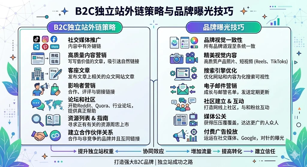 B2C独立站外链策略与品牌曝光技巧